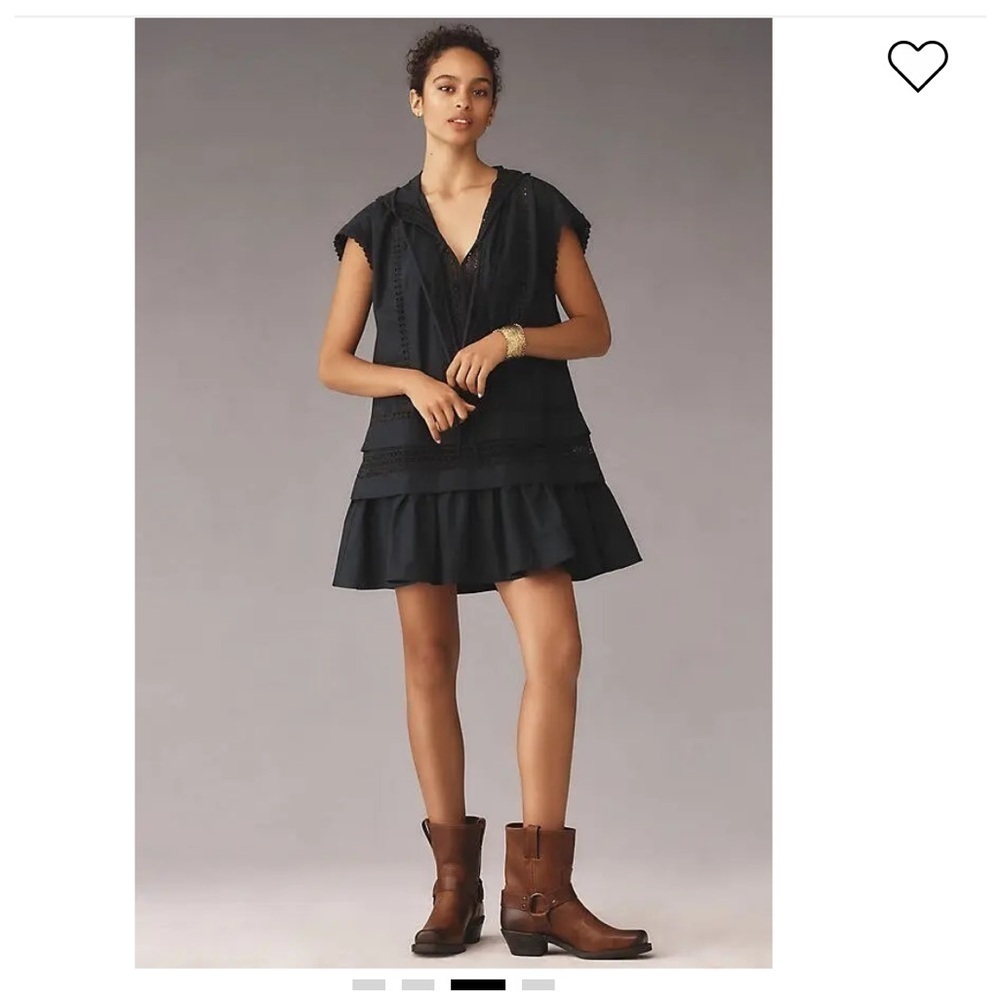 Anthropologie Flounce Poplin Hooded Mini Dress
